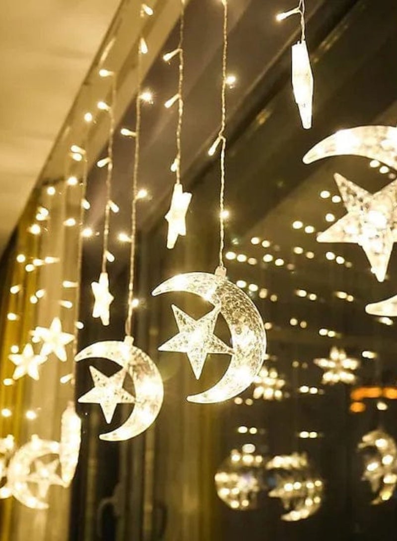 LED Strip Star Moon Ramadan Lights - 2.5M LED Strips Eid Decorations String Lights for Home & Window | 8 Lighting Modes Fairy Lights for Ramadan Kareem, Eid Mubarak, & Bedroom Decor - Warm White - Image 5